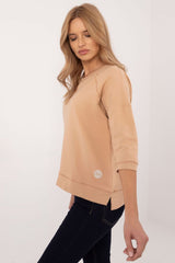 3/4 Sleeve Sweatshirt | Cotton Blend | Relaxed Fit Design