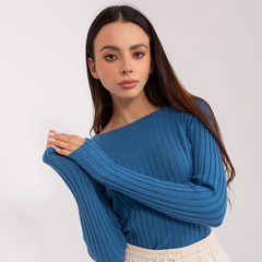 Ribbed Off-Shoulder Sweater | Polyester Blend | Slim Fit Design