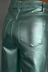 Metallic High-Waisted Trousers | Wide-Leg | Shimmer Finish
